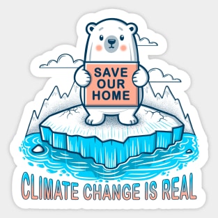 Polar Bear Climate Change Illustration Sticker